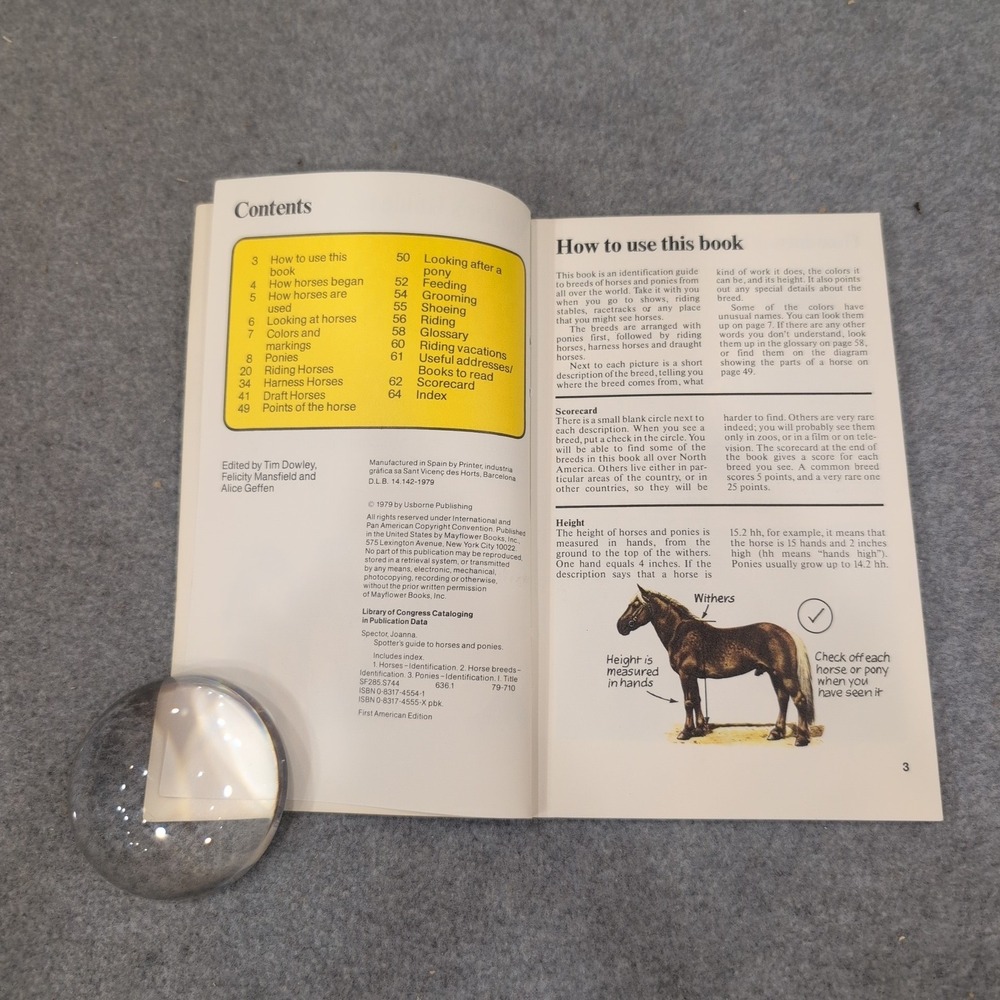 Spotter's Guide to Horses & Ponies 1979 First American Edition Joanna Spector - Picture 2 of 3